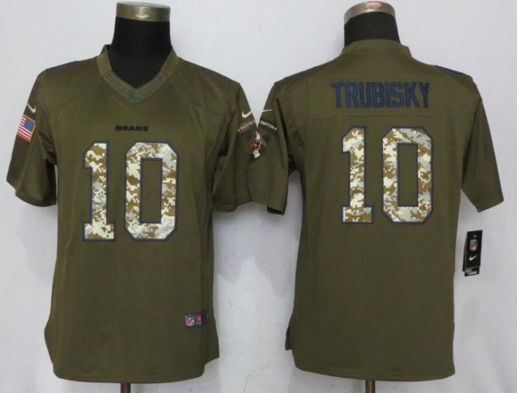 2017 NFL Women Nike Chicago Bears #10 Trubisky Green Salute To Service Limited Jersey